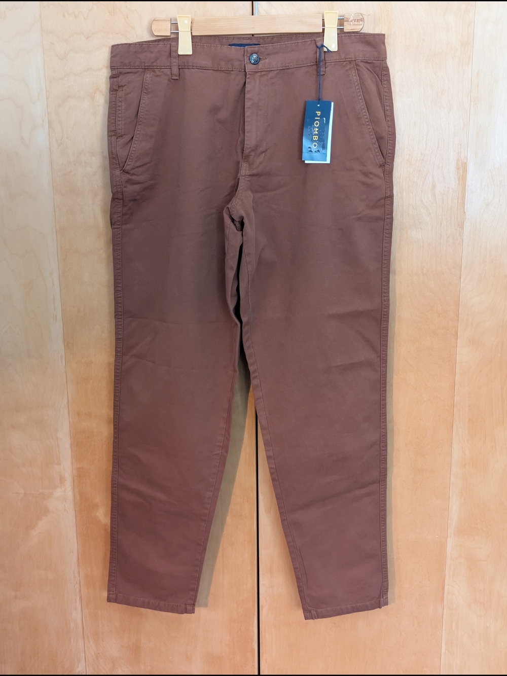 NWT PIOMBO Men's Cotton Twill Straight Leg Brown Pants